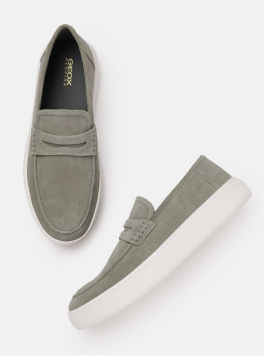DEBOTA Light Grey Suede Loafers – Minimalist Casual Slip-On for Men